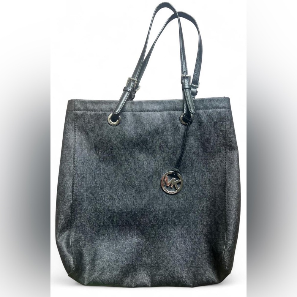 MICHAEL Michael Kors Black Signature Coated Canvas Tote